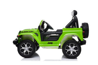 Jeep Wrangler Rubicon 12v with Leather Seats and Eva Wheels - Green