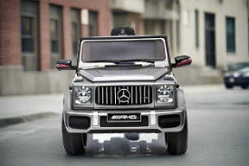 Licensed Mercedes G63 12v Optional High Door Kids Ride On Jeep - Metallic Silver