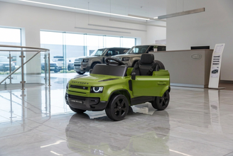 Land Rover Defender Octa 12v Kids Ride On Car with Remote in Green - Leather Seat & EVA Wheels