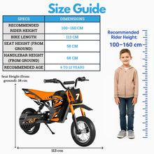 Kubbi K7 Pro Electric 300w Dirt Bike for Kids (Ages 5–12) - Orange
