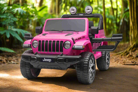 Jeep Wrangler Rubicon 12v with Leather Seats and Eva Wheels - Pink