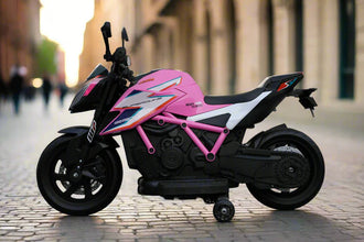 Licensed KTM Superduke 12v Electric Ride On Kids Motor Bike with Stabilizers - Pink