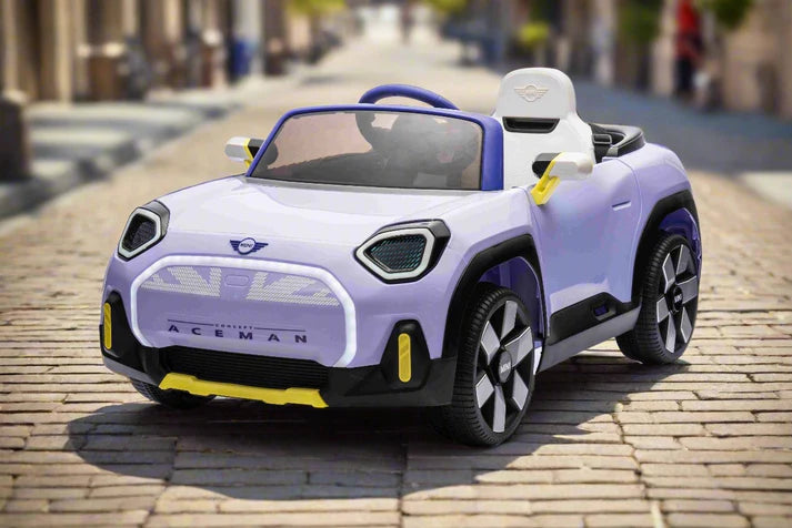Mini Cooper Aceman 12v Electric Kids Ride on Car With Remote Purple Kiddies Motors