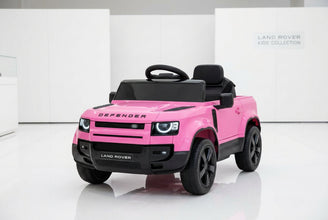 12V Land Rover Defender Octa Kids Ride On Car with Remote in Pink - Leather Seat & EVA Wheels