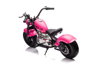 Neo Outlaw Harley style 24V Electro Chopper Cruiser High Powered Kids Electric Motorbike with stabalizers - Pink