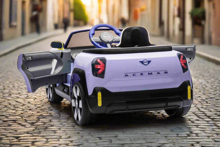 Mini Cooper Aceman 12v Electric Kids Ride on Car With Remote Purple