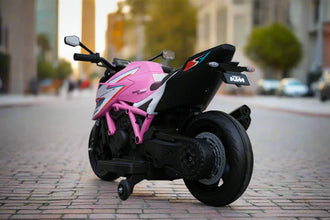 Licensed KTM Superduke 12v Electric Ride On Kids Motor Bike with Stabilizers - Pink