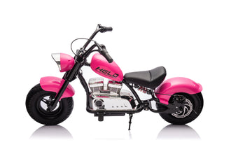 Neo Outlaw Harley style 24V Electro Chopper Cruiser High Powered Kids Electric Motorbike with stabalizers - Pink