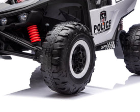 Police 24v Kids Two Seater Ride on UTV Buggy With Remote Leather Seats EVA Wheels 4 x Motors
