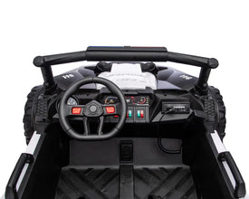 Police 24v Kids Two Seater Ride on UTV Buggy With Remote Leather Seats EVA Wheels 4 x Motors