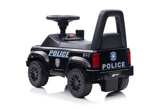 Police Foot to Floor Push Along Ride on car with sirens and lights- black