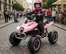 24V Kids Ride on Quad Bike ATV Hand throttle 2x200W Motors EVA Wheels - Light Pink