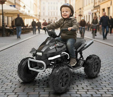 New 24V Kids Electric Ride on Quad Bike ATV Hand throttle 2x200W Motors EVA Wheels - Black