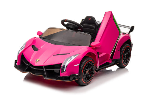 Kids Lamborghini Veneno 12v Ride on Electric Car with Remote - Pink