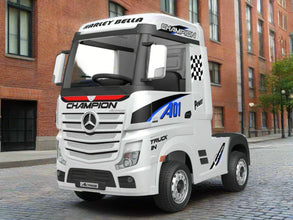 Licensed Mercedes 24v Kids electric ride on lorry with trailer - White Mp4