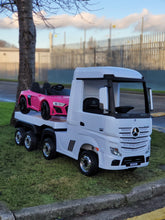 Licensed Mercedes 24v Kids electric ride on lorry with trailer - White Mp4