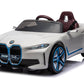BMW i4 Licensed Kids 12V Electric Ride On Car parental control and self drive In White
