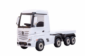 Licensed Mercedes 24v Kids electric ride on lorry with trailer - White Mp4