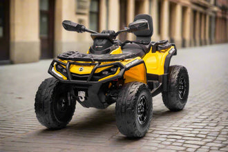 Licensed Cam-Am Outlander Kids Ride on Electric 24V Two Seater Quad Bike - Yellow
