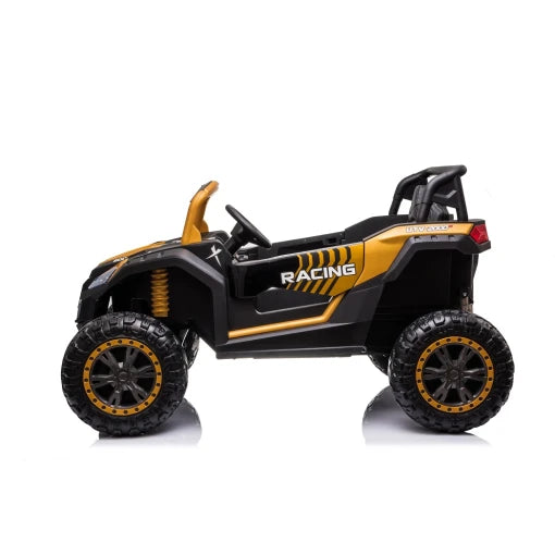 KIDS ATV LARGE 2 SEATER 24V ELECTRIC RIDE ON BUGGY WITH MP4 SCREEN AND PARENTAL CONTROLLER  - GOLD