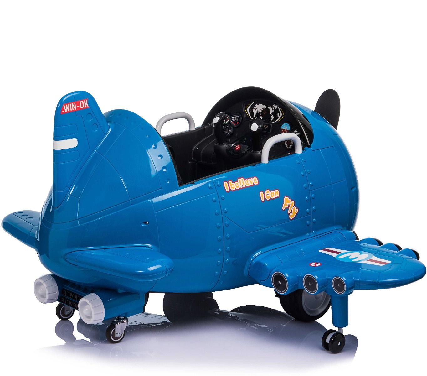 Kids  Electric 12v Ride On Stunt Aeroplane with remote - Blue