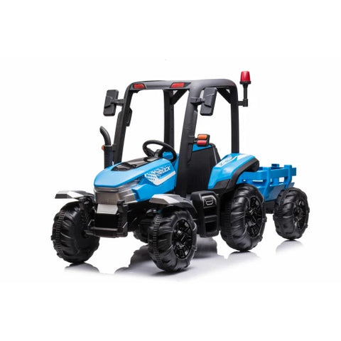 Kids Ride On Harvest Tractor 24v With Trailer In Blue