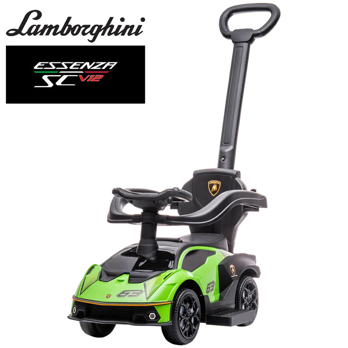 Lamborghini SCV12 Multi Function Foot to Floor Ride on Car with Push Handle - Green