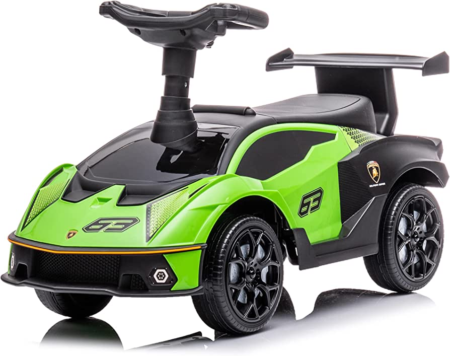 Lamborghini SCV12 Multi Function Foot to Floor Ride on Car with Push Handle - Green