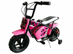 Kids Electric 250w Monkey bike Pit bike Dirt Bike with Stabilisers Bike In Pink