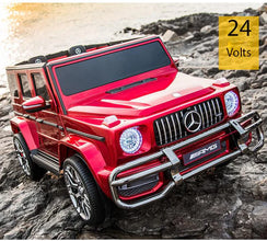 LICENSED MERCEDES AMG G63 G WAGON 24v 2 SEATER 4 WHEEL DRIVE  RIDE ON JEEP (UPGRADED) with MP4 - PAINT Metallic RED