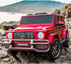 LICENSED MERCEDES AMG G63 G WAGON 24v 2 SEATER 4 WHEEL DRIVE  RIDE ON JEEP (UPGRADED) with MP4 - PAINT Metallic RED