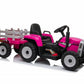 Kids Electric Ride On Tractor & Trailer With parental controller - Pink